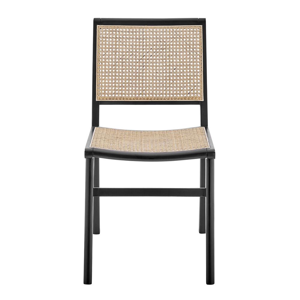 Euro Style - Joelle Cane Side Chair, Natural/Matte Black - 39182-BLK veiw 1