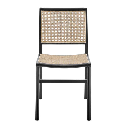 Euro Style - Joelle Cane Side Chair, Natural/Matte Black - 39182-BLK veiw 1