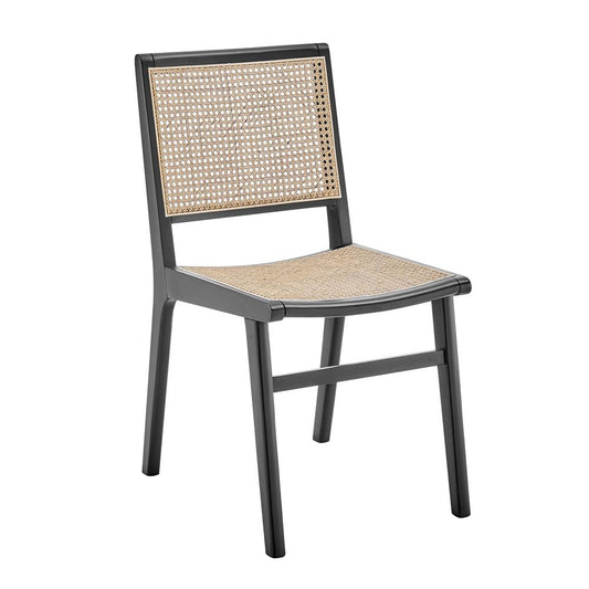 Euro Style - Joelle Cane Side Chair, Natural/Matte Black - 39182-BLK veiw 2