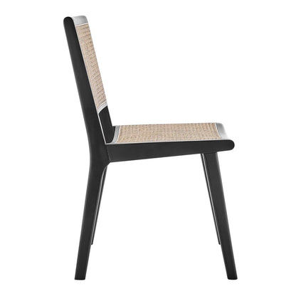 Euro Style - Joelle Cane Side Chair, Natural/Matte Black - 39182-BLK veiw 3