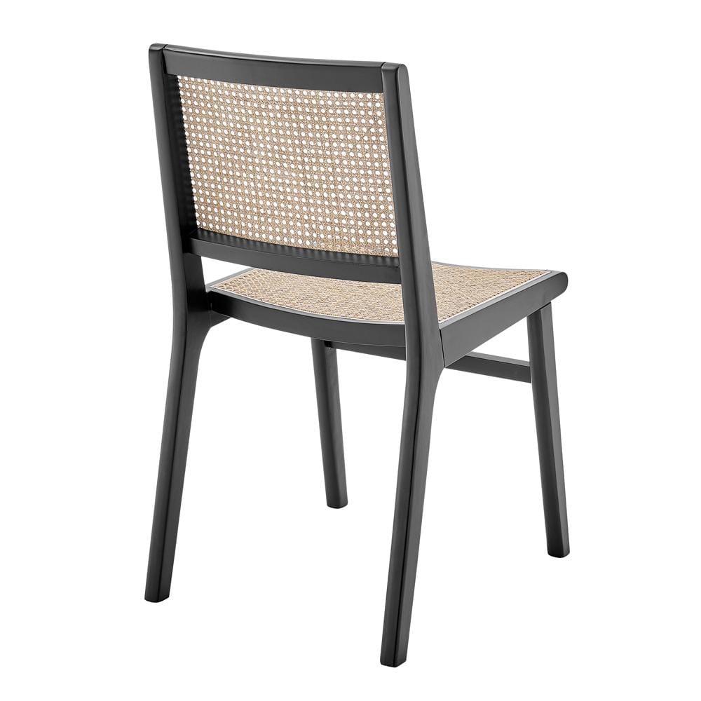 Euro Style - Joelle Cane Side Chair, Natural/Matte Black - 39182-BLK veiw 4