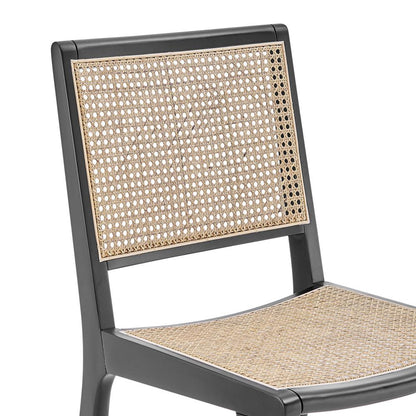 Euro Style - Joelle Cane Side Chair, Natural/Matte Black - 39182-BLK veiw 6