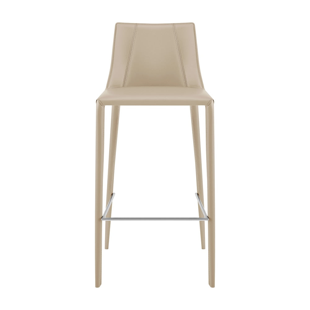 Euro Style - Kalle Faux Leather Bar Stool, Light Gray - 30918-LTGRY-MP1 veiw 1