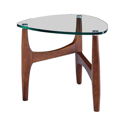 Euro Style - Ledell 24inW Side Table, Clear Glass/Walnut - 38958CLR-KIT veiw 2