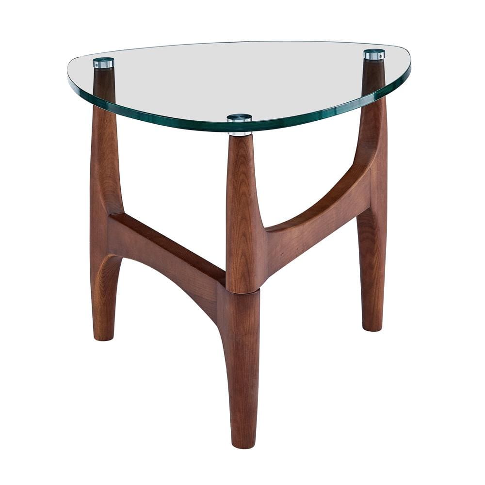 Euro Style - Ledell 24inW Side Table, Clear Glass/Walnut - 38958CLR-KIT veiw 3