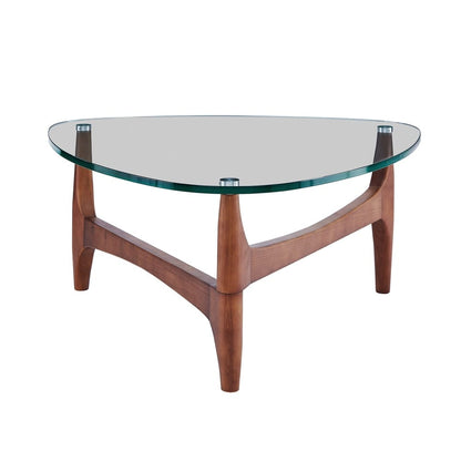 Euro Style - Ledell 36inW Coffee Table, Clear Glass/Walnut - 38962CLR-KIT veiw 2