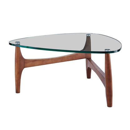 Euro Style - Ledell 36inW Coffee Table, Clear Glass/Walnut - 38962CLR-KIT veiw 3