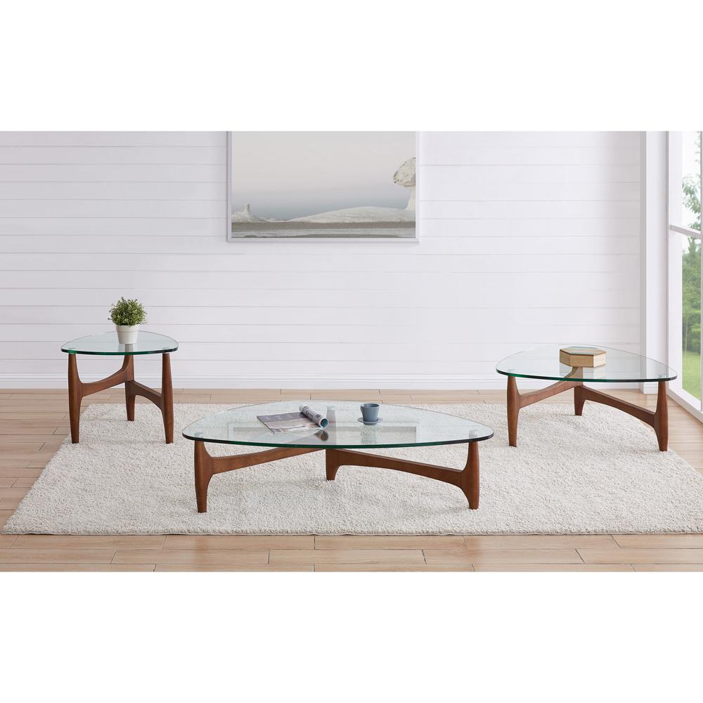 Euro Style - Ledell 36inW Coffee Table, Clear Glass/Walnut - 38962CLR-KIT veiw 4
