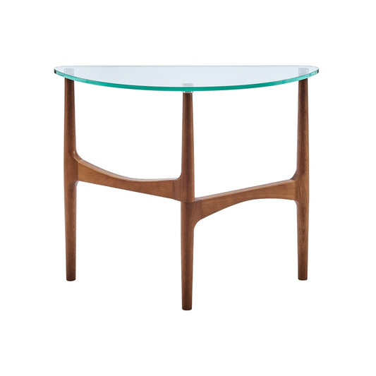 Euro Style - Ledell 40inW Console Table, Clear Glass/Walnut - 38961CLR-KIT veiw 1