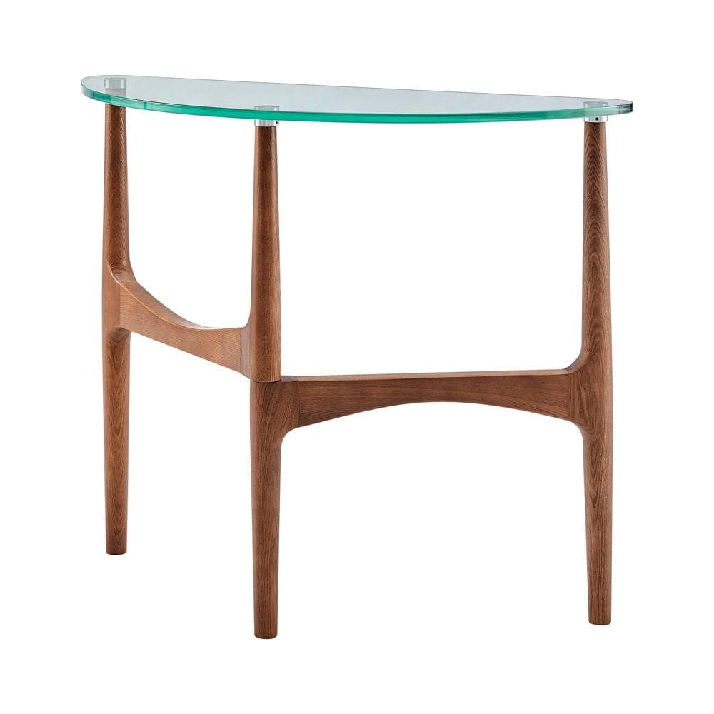 Euro Style - Ledell 40inW Console Table, Clear Glass/Walnut - 38961CLR-KIT veiw 2