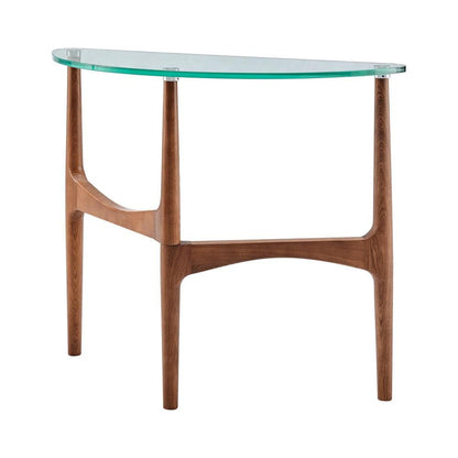 Euro Style - Ledell 40inW Console Table, Clear Glass/Walnut - 38961CLR-KIT veiw 2