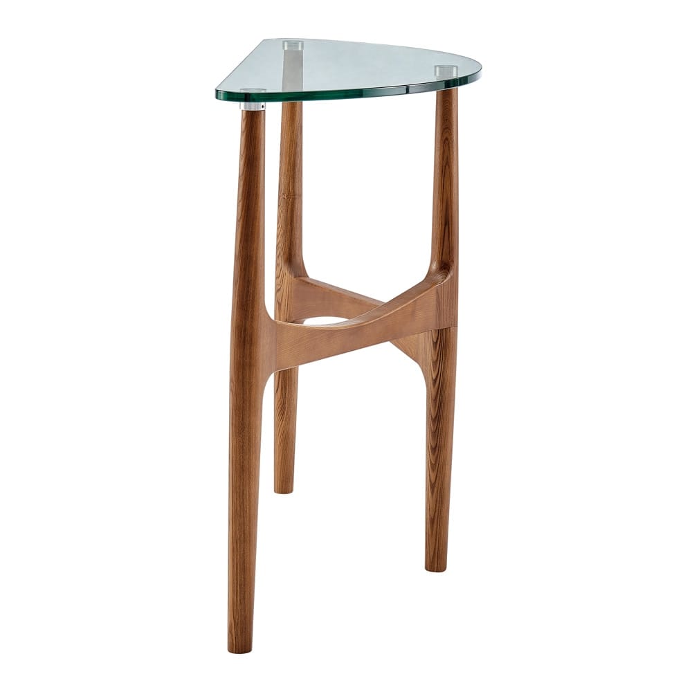 Euro Style - Ledell 40inW Console Table, Clear Glass/Walnut - 38961CLR-KIT veiw 3