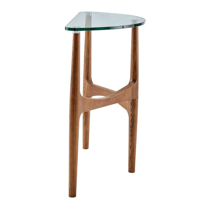 Euro Style - Ledell 40inW Console Table, Clear Glass/Walnut - 38961CLR-KIT veiw 3