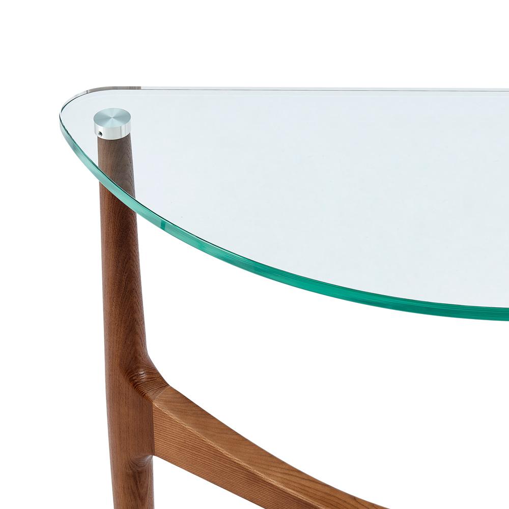 Euro Style - Ledell 40inW Console Table, Clear Glass/Walnut - 38961CLR-KIT veiw 6