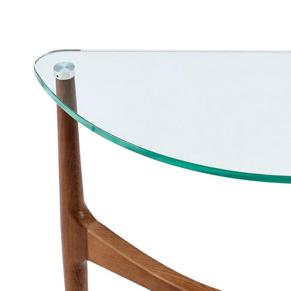 Euro Style - Ledell 40inW Console Table, Clear Glass/Walnut - 38961CLR-KIT veiw 6