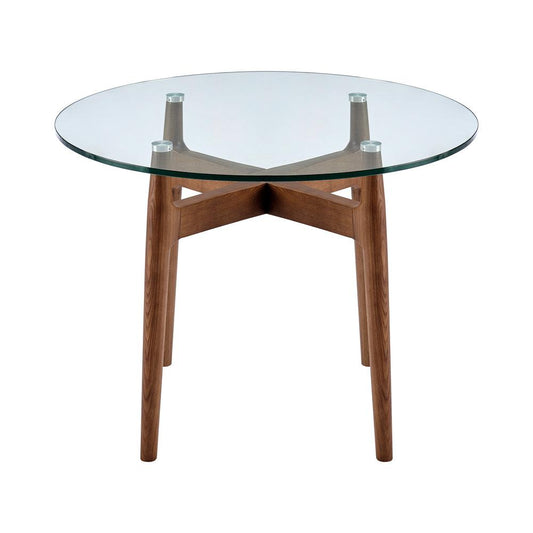 Euro Style - Ledell 42inW Round Bistro Table, Glass/Walnut - 38965CLR-KIT veiw 2