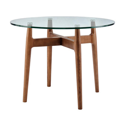 Euro Style - Ledell 42inW Round Bistro Table, Glass/Walnut - 38965CLR-KIT veiw 3