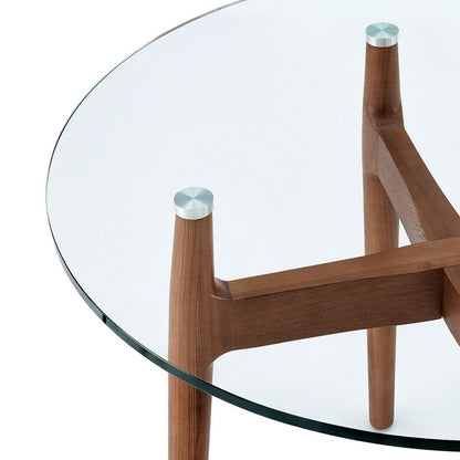 Euro Style - Ledell 42inW Round Bistro Table, Glass/Walnut - 38965CLR-KIT veiw 5