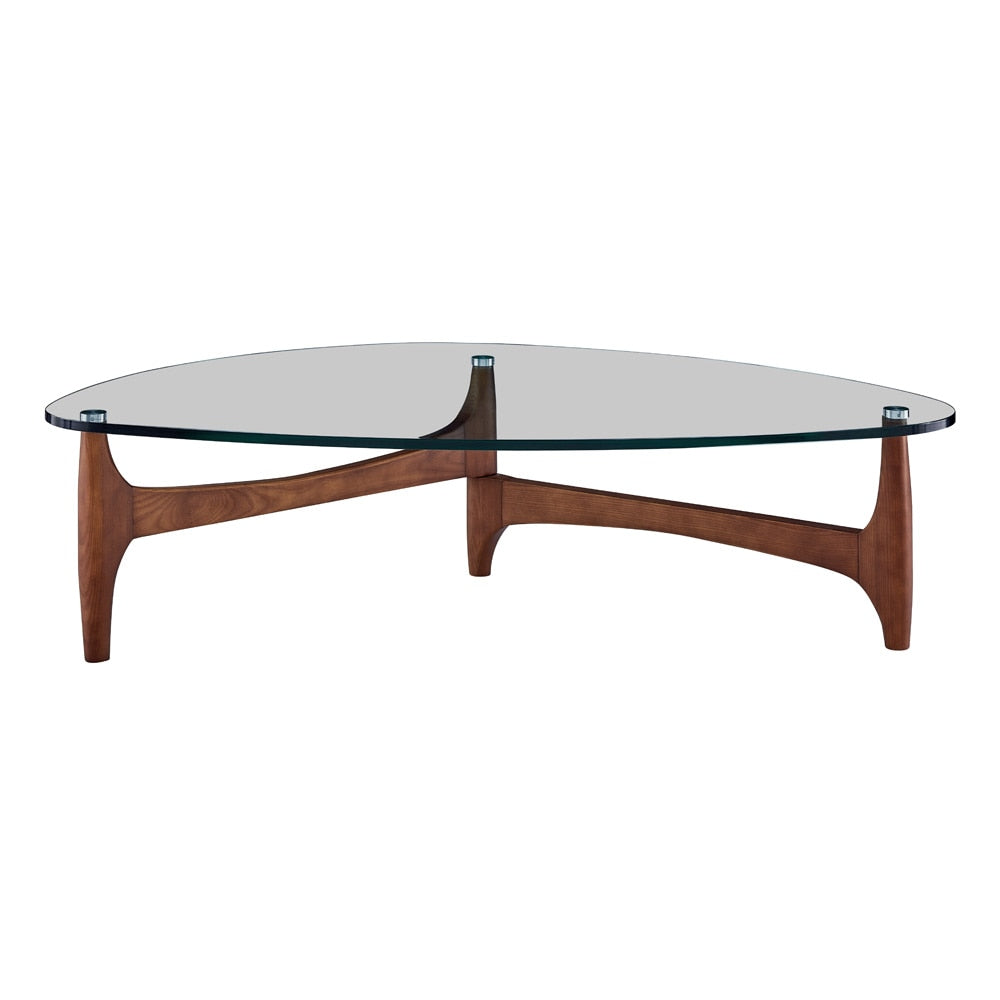 Euro Style - Ledell 51inW Coffee Table, Clear Glass/Walnut - 38960CLR-KIT veiw 1
