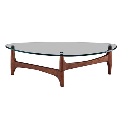 Euro Style - Ledell 51inW Coffee Table, Clear Glass/Walnut - 38960CLR-KIT veiw 2