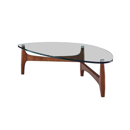 Euro Style - Ledell 51inW Coffee Table, Clear Glass/Walnut - 38960CLR-KIT veiw 3