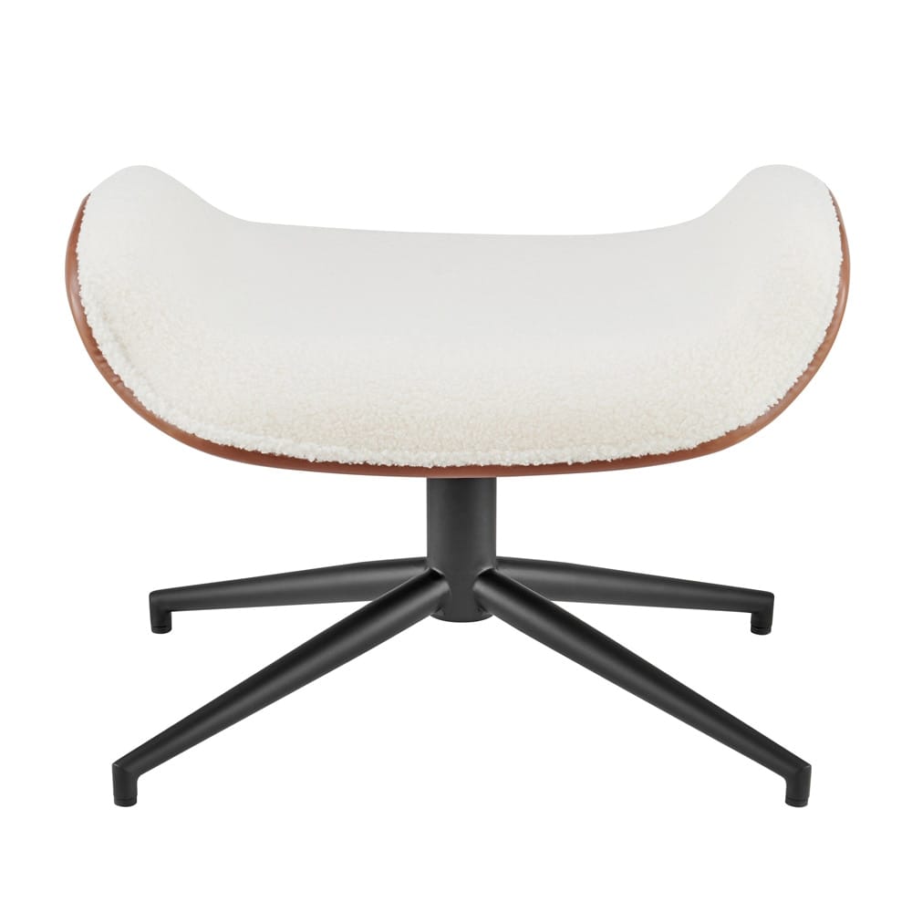 Euro Style - Lennart Leatherette and Fabric Ottoman, Ivory/Brown/Matte Black - 30347-IVRY veiw 1