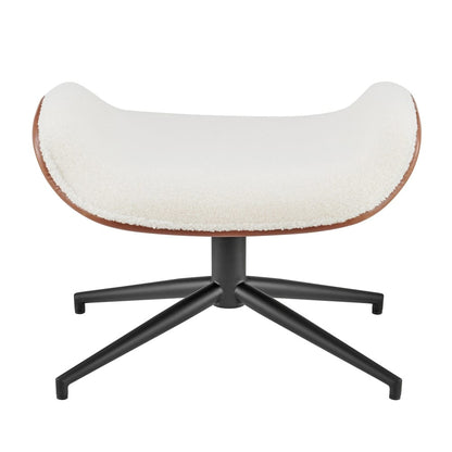 Euro Style - Lennart Leatherette and Fabric Ottoman, Ivory/Brown/Matte Black - 30347-IVRY veiw 1