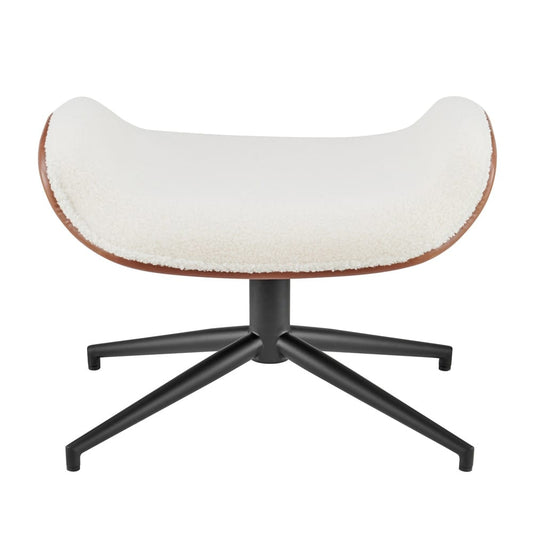 Euro Style - Lennart Leatherette and Fabric Ottoman, Ivory/Brown/Matte Black - 30347-IVRY veiw 1