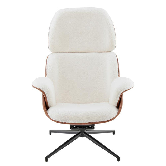 Euro Style - Lennart Leatherette and Fabric Swivel Lounge Chair, Brown/Ivory/Black - 30344IVRY-KIT veiw 1