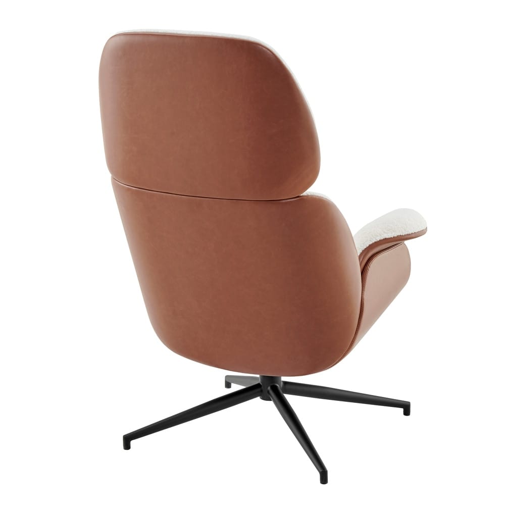 Euro Style - Lennart Leatherette and Fabric Swivel Lounge Chair, Brown/Ivory/Black - 30344IVRY-KIT veiw 4