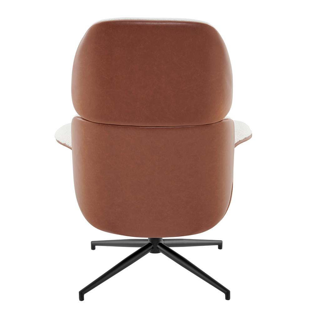 Euro Style - Lennart Leatherette and Fabric Swivel Lounge Chair, Brown/Ivory/Black - 30344IVRY-KIT veiw 5