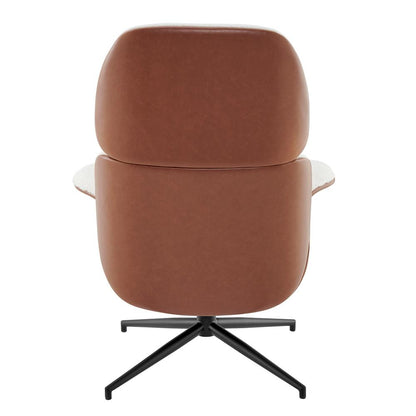 Euro Style - Lennart Leatherette and Fabric Swivel Lounge Chair, Brown/Ivory/Black - 30344IVRY-KIT veiw 5