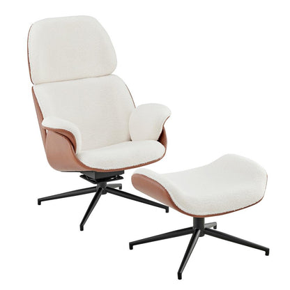 Euro Style - Lennart Leatherette and Fabric Swivel Lounge Chair, Brown/Ivory/Black - 30344IVRY-KIT veiw 6