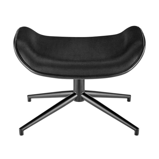 Euro Style - Lennart Leatherette and Velvet Ottoman, Black/Matte Black - 30348-BLK veiw 1