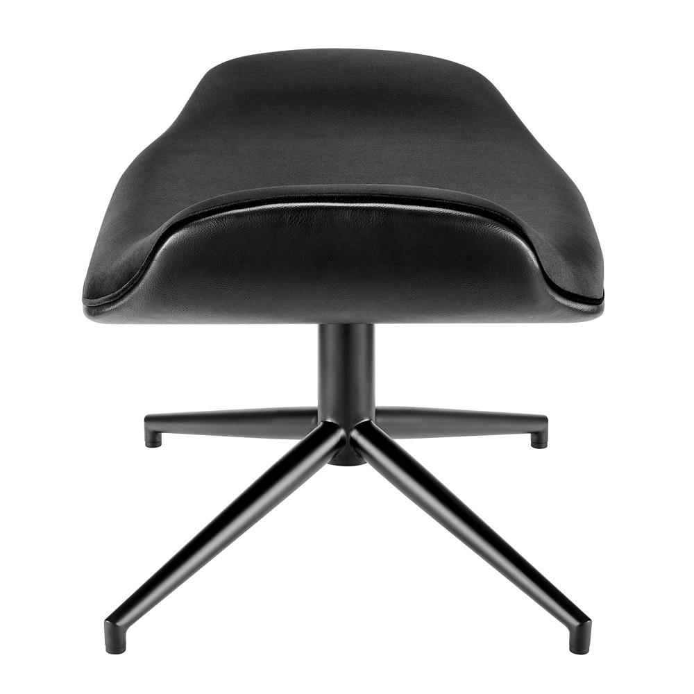 Euro Style - Lennart Leatherette and Velvet Ottoman, Black/Matte Black - 30348-BLK veiw 3