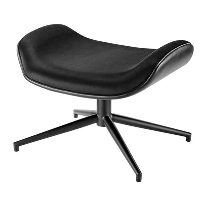 Euro Style - Lennart Leatherette and Velvet Ottoman, Black/Matte Black - 30348-BLK veiw 4