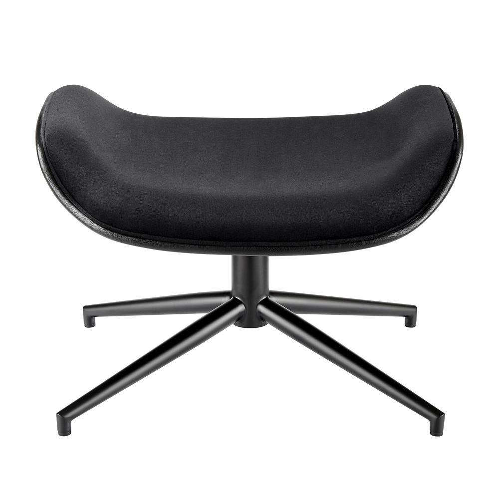 Euro Style - Lennart Leatherette and Velvet Ottoman, Black/Matte Black - 30348-BLK veiw 5