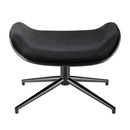 Euro Style - Lennart Leatherette and Velvet Ottoman, Black/Matte Black - 30348-BLK veiw 5