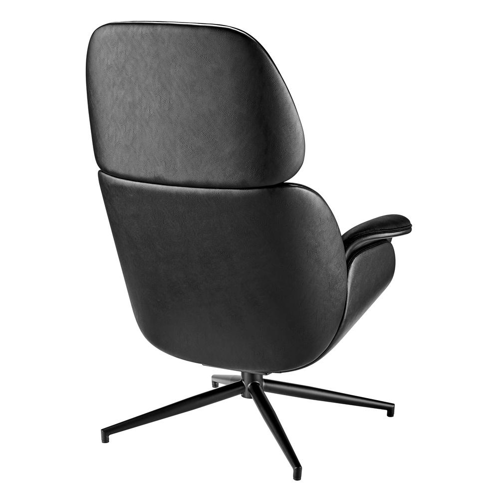 Euro Style - Lennart Leatherette and Velvet Swivel Lounge Chair, Black - 30345BLK-KIT veiw 4