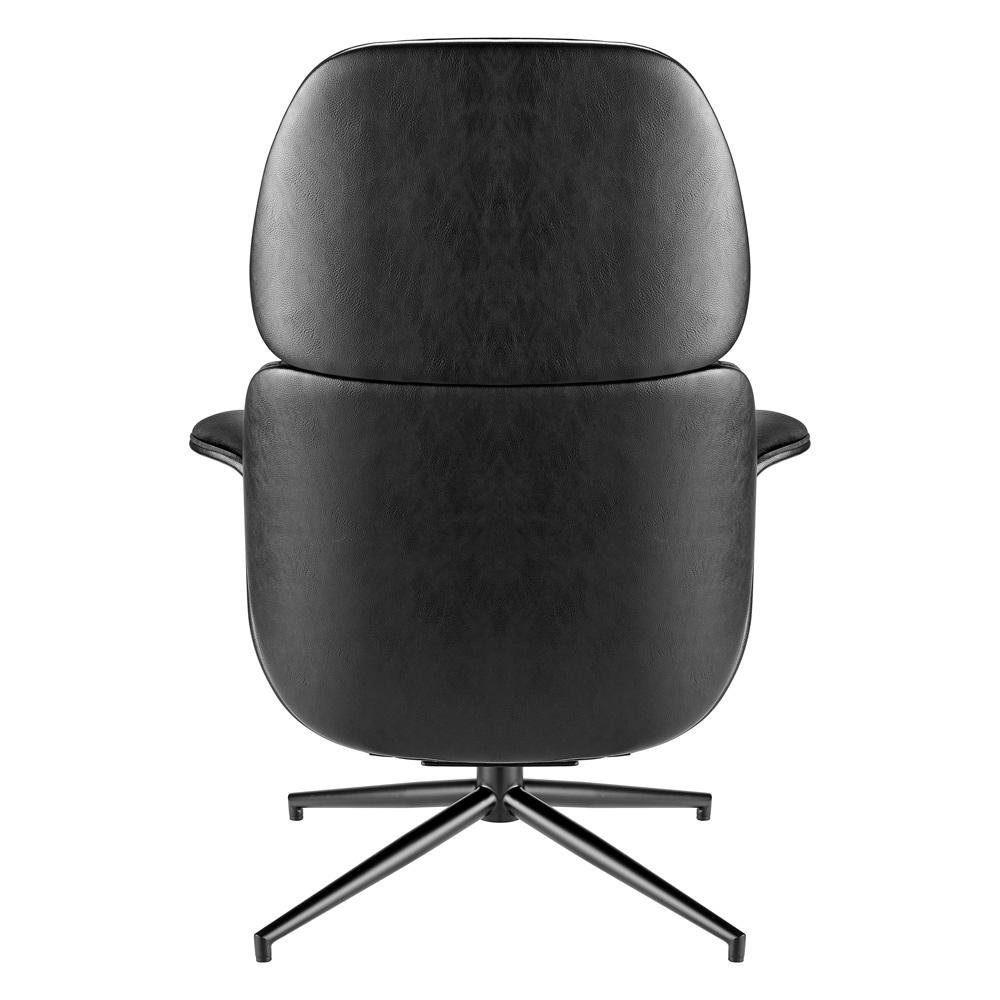 Euro Style - Lennart Leatherette and Velvet Swivel Lounge Chair, Black - 30345BLK-KIT veiw 5