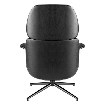 Euro Style - Lennart Leatherette and Velvet Swivel Lounge Chair, Black - 30345BLK-KIT veiw 5