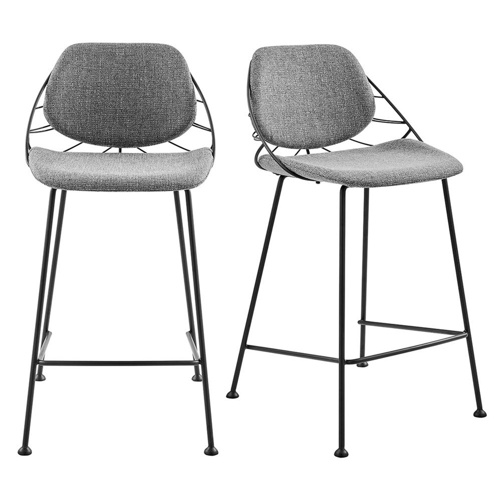 Euro Style - Linnea Counter Stool, Light Gray/Matte Black - Set of 2 - 30566LTGRY veiw 1