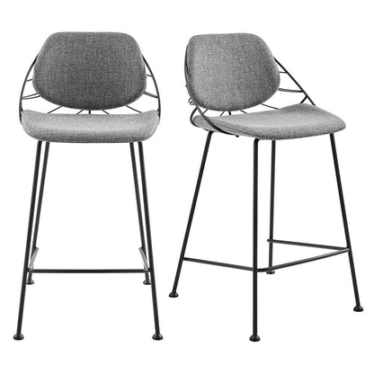 Euro Style - Linnea Counter Stool, Light Gray/Matte Black - Set of 2 - 30566LTGRY veiw 1