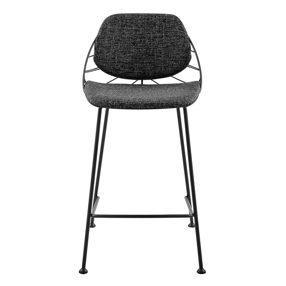 Euro Style - Linnea Fabric Counter Stools, Black/Matte Black - Set of 2 - 30566BLK veiw 2