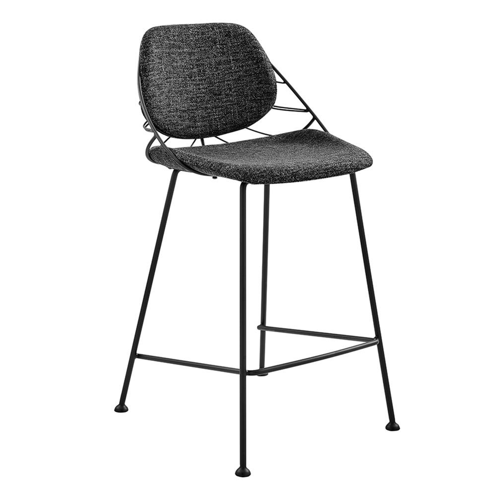 Euro Style - Linnea Fabric Counter Stools, Black/Matte Black - Set of 2 - 30566BLK veiw 3