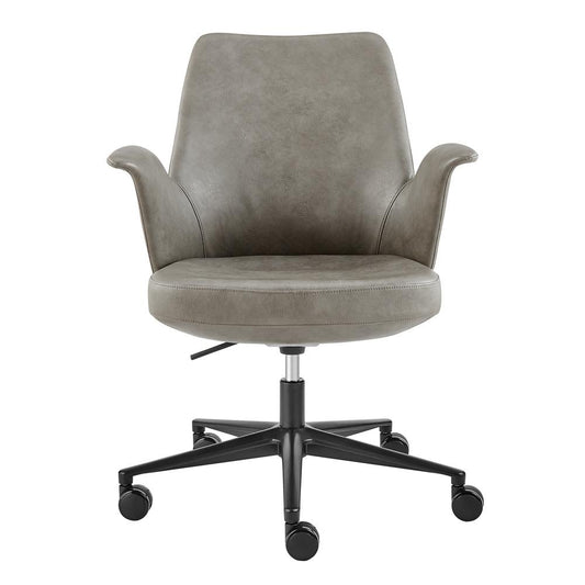Euro Style - Lise Leatherette Office Chair, Gray/Black - 30592-LTGRY veiw 1