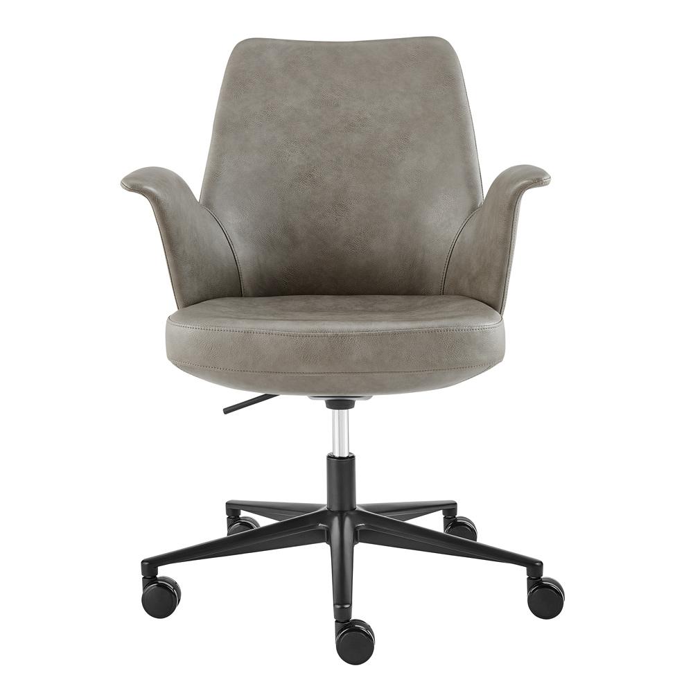 Euro Style - Lise Leatherette Office Chair, Gray/Black - 30592-LTGRY veiw 6
