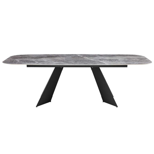 Euro Style - Lizarte 93in Table in Gray Ceramic with Matte Dark Gray Base - 38968GRY-KIT veiw 1