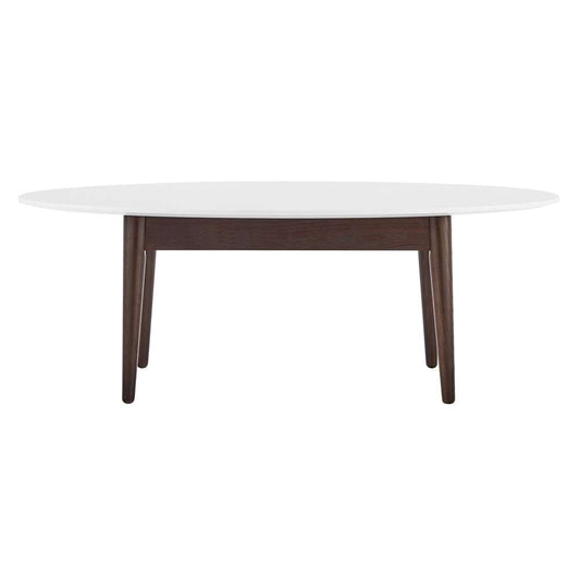 Euro Style - Manon Coffee Table in Matte White with Dark Walnut Legs - 90433-WHT veiw 1