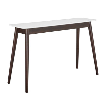 Euro Style - Manon Console Table in Matte White with Dark Walnut Legs - 90436-WHT veiw 2